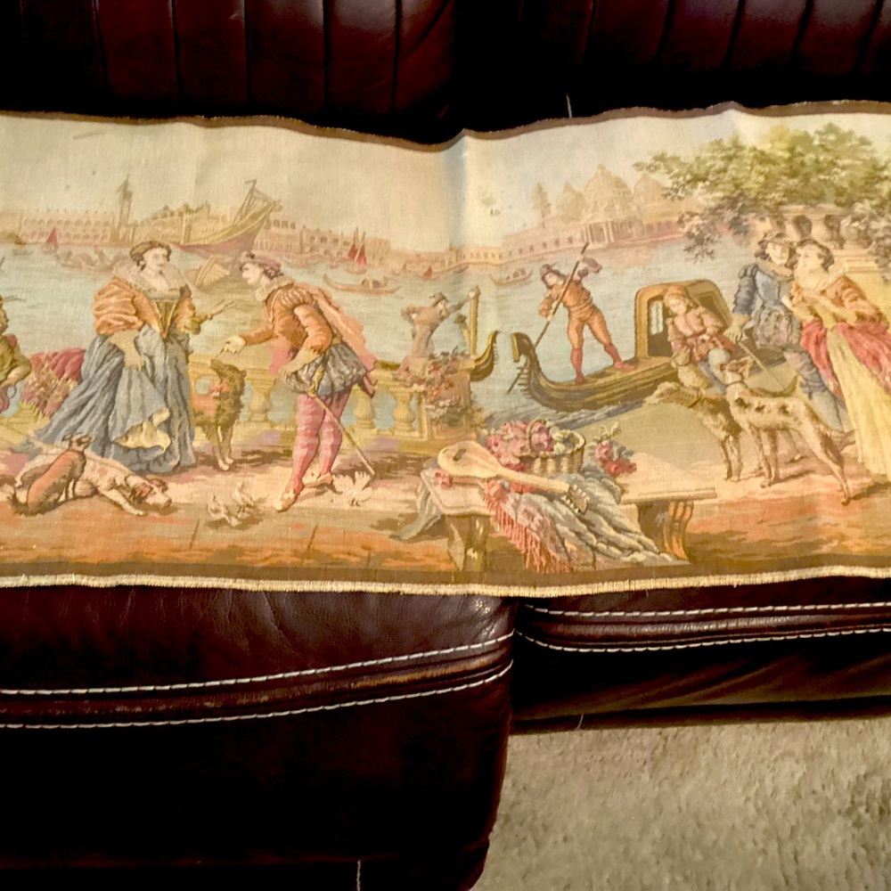 Elegant Historical Scene Tapestry in Cream and Brown